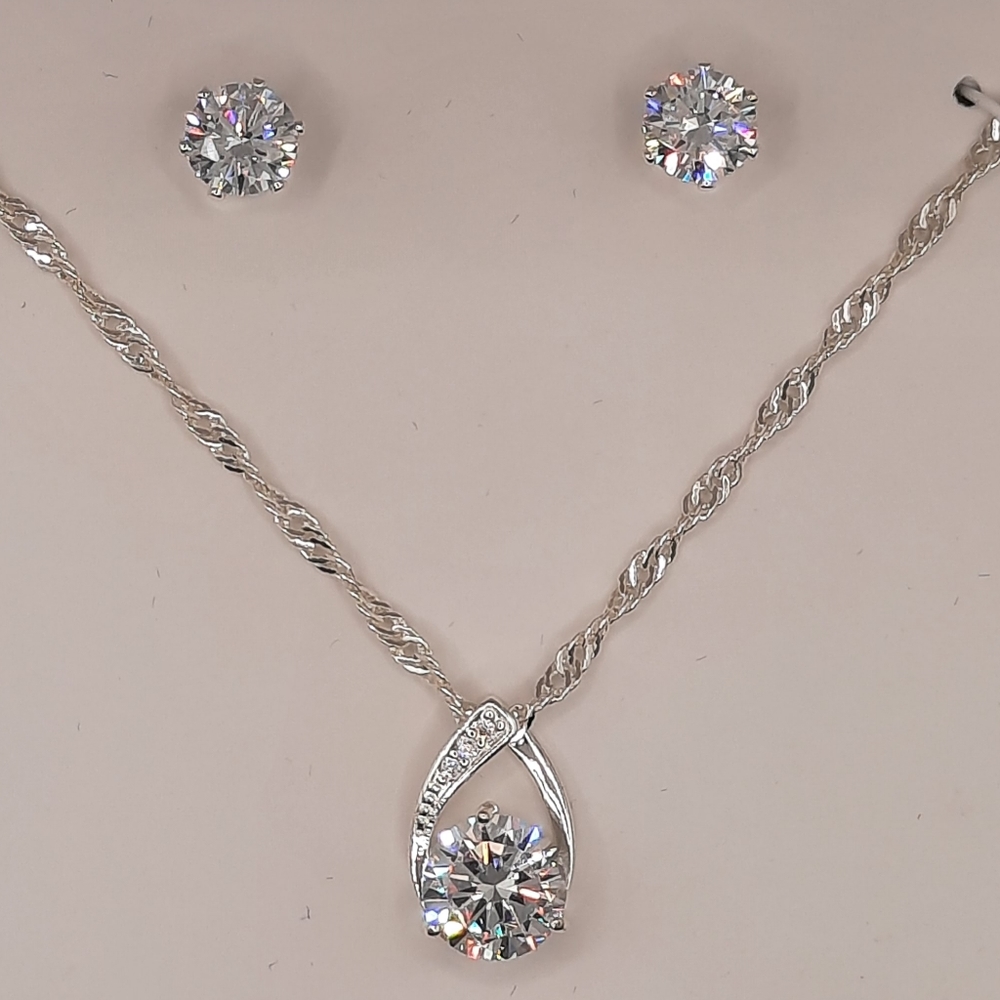 NIB Charter Club 2 Piece CZ Necklace Set